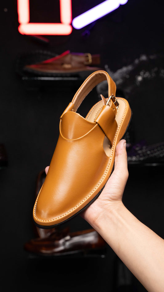 Camel Peshawari Jeans Chappal - Upstreet Co