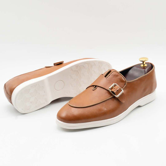 Mustard monk strap leather slip-ons for men — handmade, Upstreet Co
