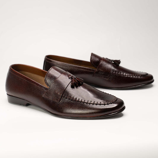 Men’s Pure Leather Brown Tassel Loafers – US 1046