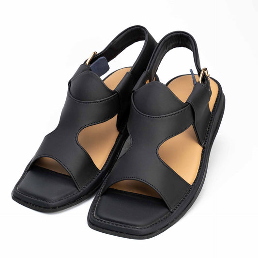 Black Panjedar soft Peshawari chappal — handmade leather, Upstreet Co