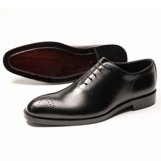 Black wholecut leather oxford shoes — handmade, Upstreet Co