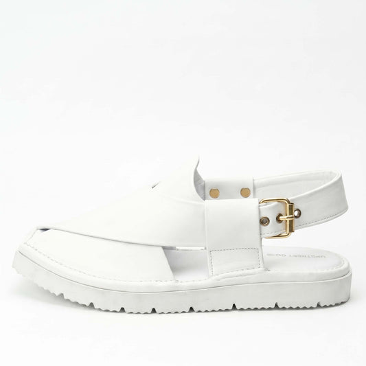 Ultra-lightweight Kaptan chappal in white — handmade pure leather, Upstreet Co
