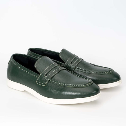 La Verde premium leather loafers in green — handmade, Upstreet Co