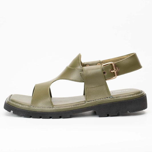 Panjedar soft Peshawari chappal in olive — five-strap handmade leather, Upstreet Co