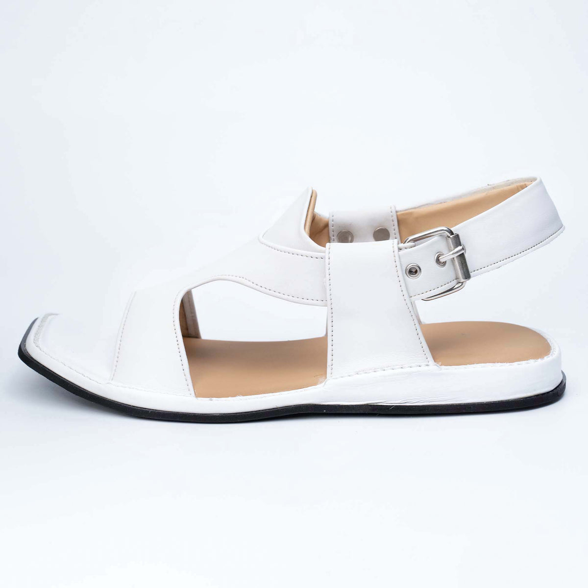 White Panjedar soft Peshawari chappal — handmade leather, Upstreet Co