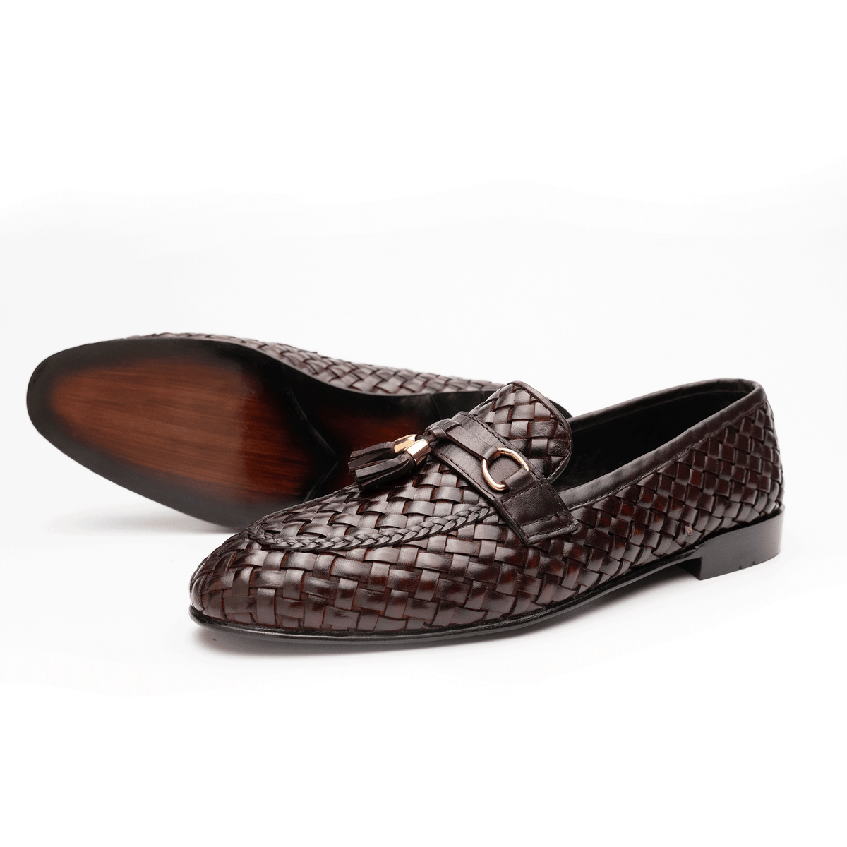 Softer Than Your Feet (STYF) Brown Tassel Knitted Loafer With Buckle - Upstreet Co