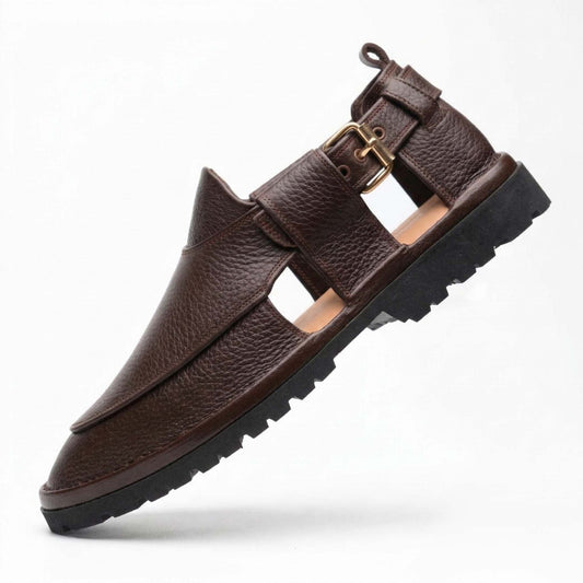 Brown handmade jeans chappal — premium leather, Upstreet Co