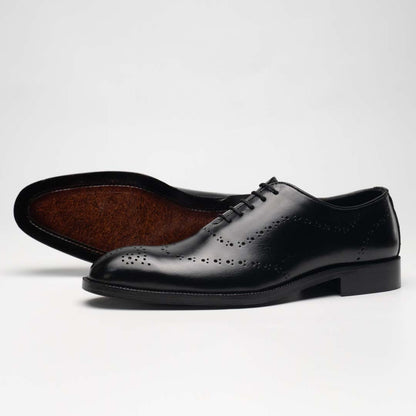 Black oxford brogue formal shoes — handmade leather, Upstreet Co