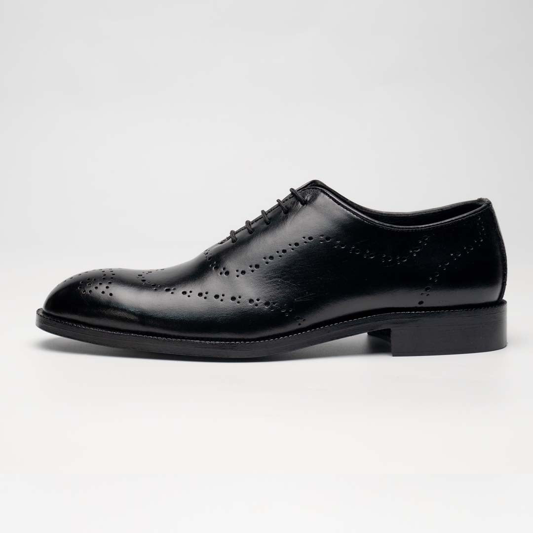 Black oxford brogue formal shoes — handmade leather, Upstreet Co