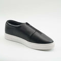 Black Slip-On Leather Sneakers for Men – Modern Zip Style- US0069