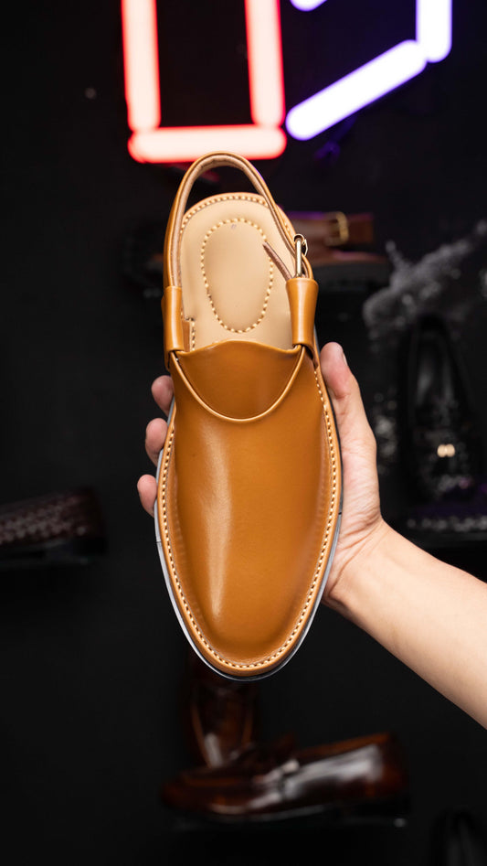 Camel Peshawari Jeans Chappal - Upstreet Co