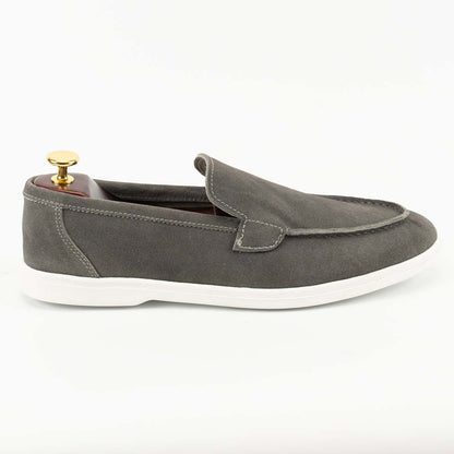 SoftTouch suede loafers in slate grey for men — handmade, Upstreet Co