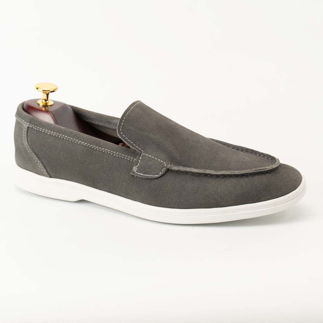 SoftTouch suede loafers in slate grey for men — handmade, Upstreet Co