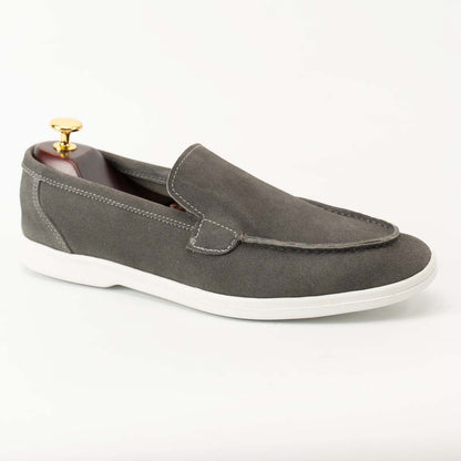SoftTouch suede loafers in slate grey for men — handmade, Upstreet Co