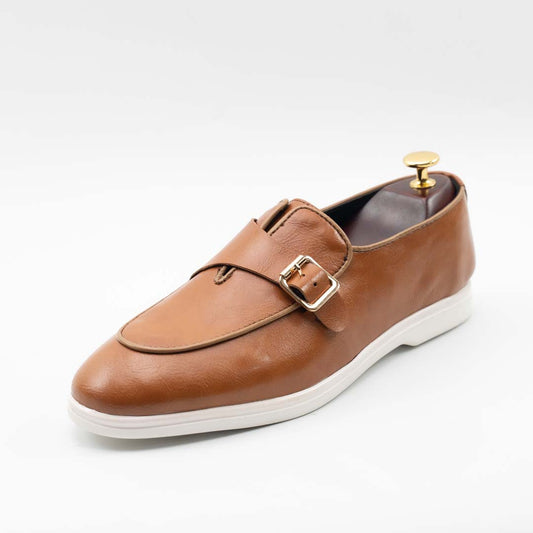 Mustard monk strap leather slip-ons for men — handmade, Upstreet Co