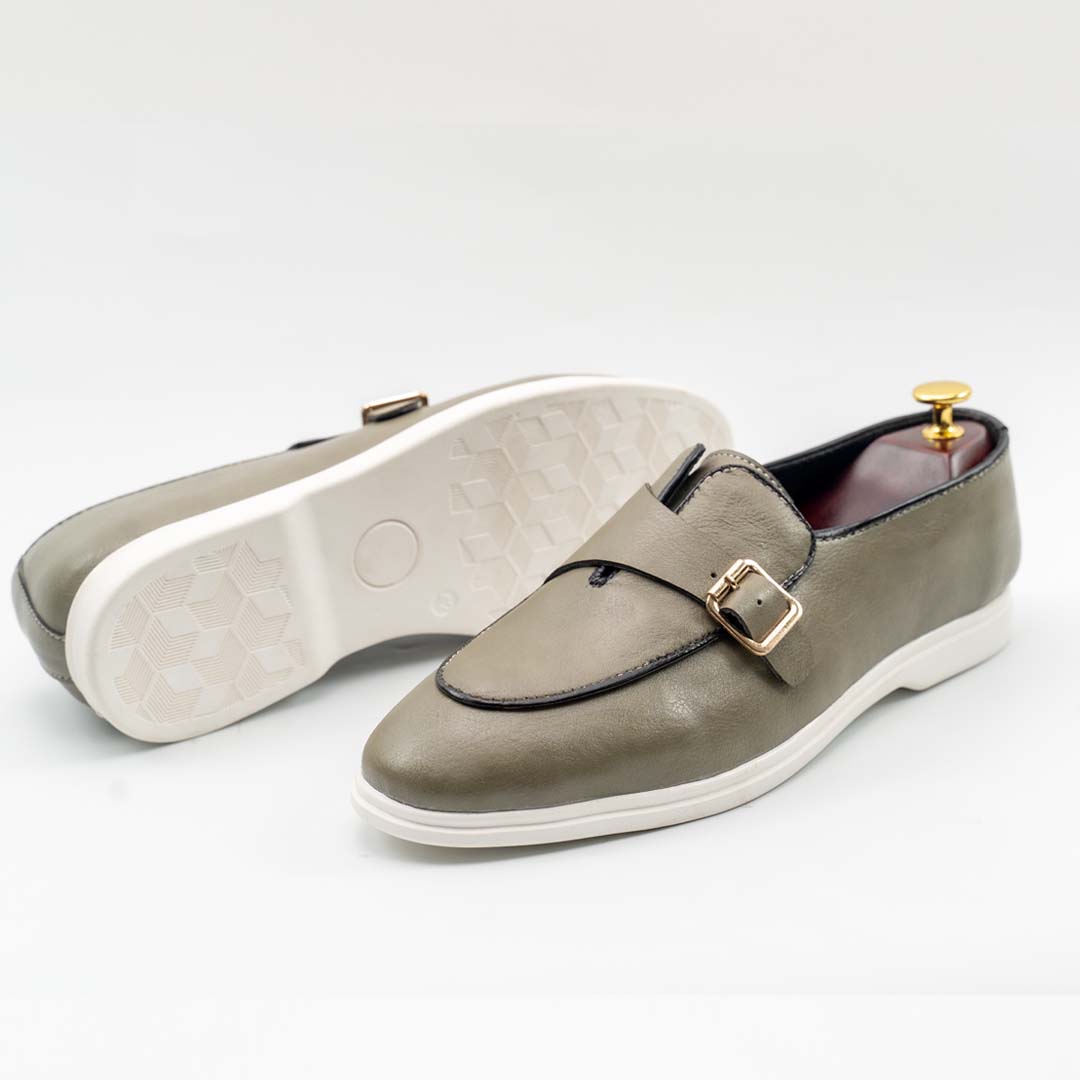 Pistachio Leather Monkstrap Slip-Ons – Soft Premium Style - US0072