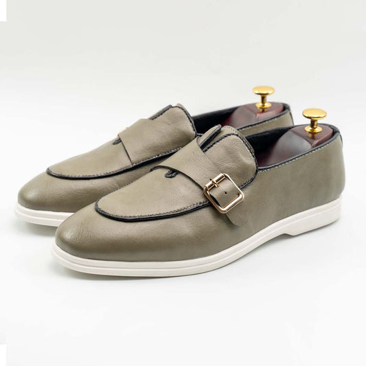 Pistachio monk strap leather slip-ons for men — handmade, Upstreet Co