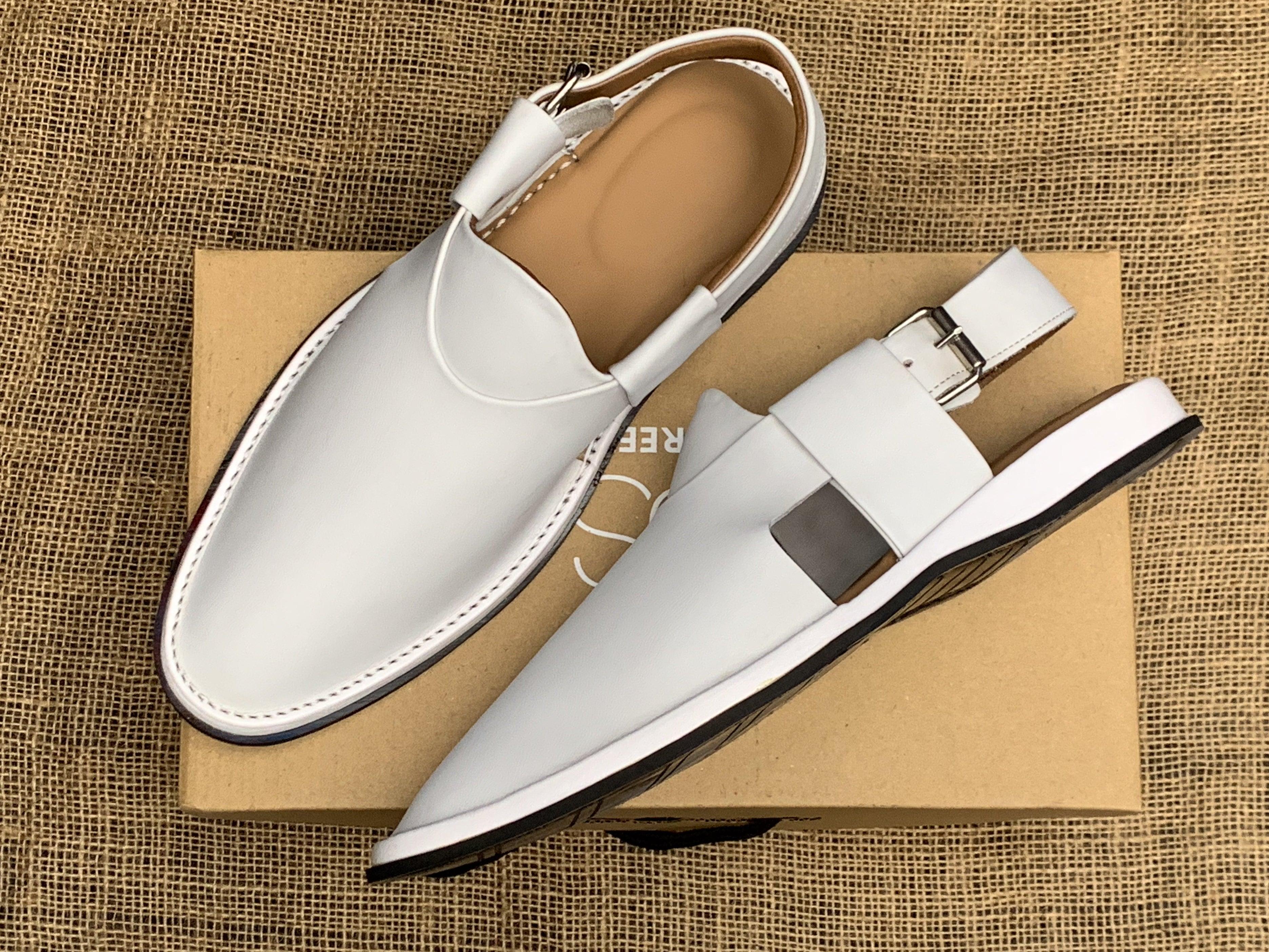 White Peshawari Jeans Chappal - Upstreet Co