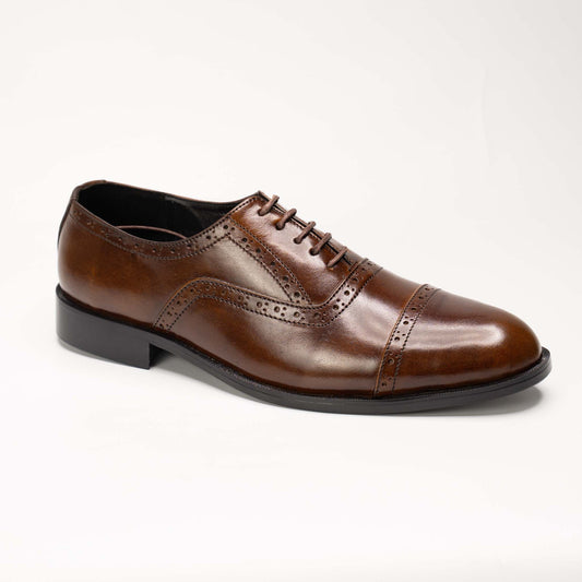 Men’s Brown Cap-Toe Brogue Oxford Shoes  – US 1021
