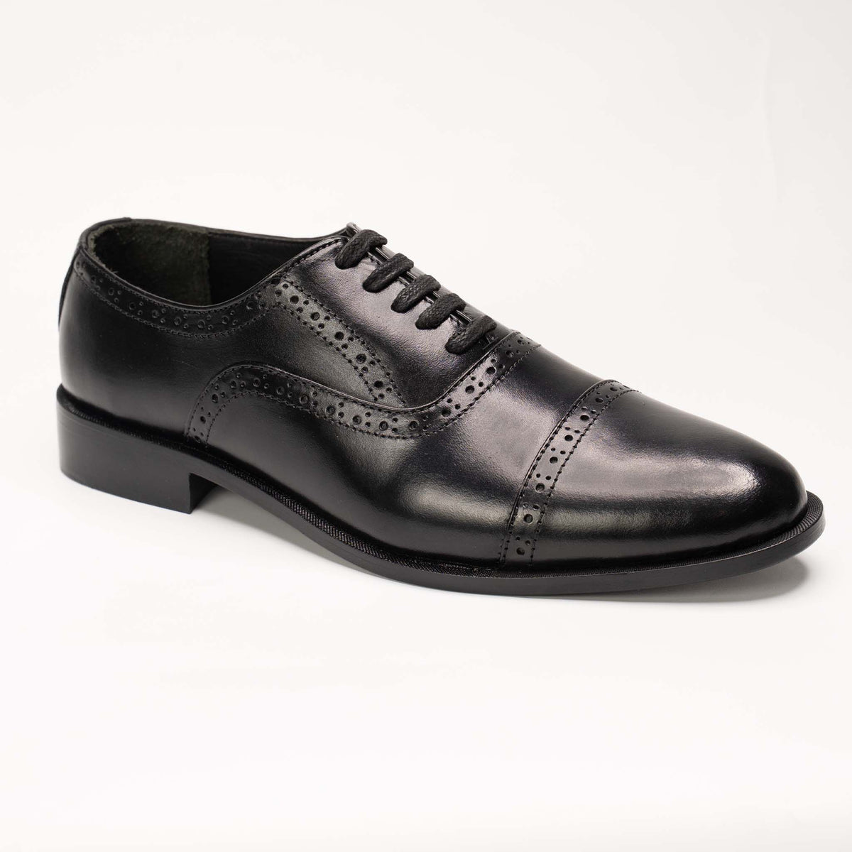 Men’s Black Cap-Toe Brogue Oxford Shoes  – US 1022