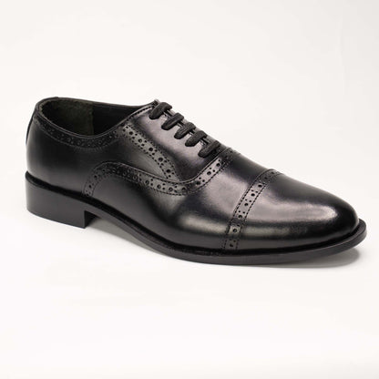 Men’s Black Cap-Toe Brogue Oxford Shoes  – US 1022