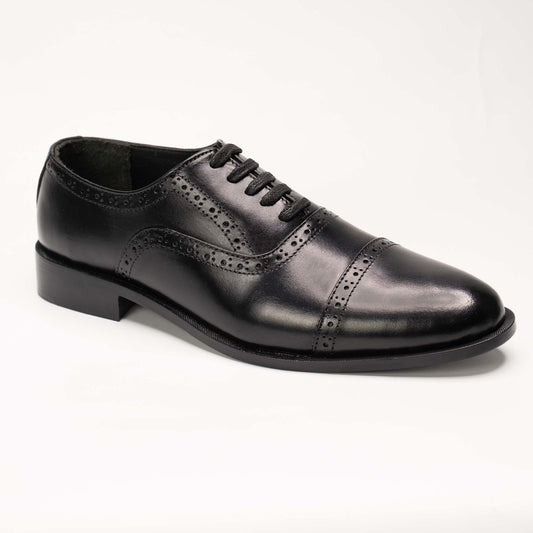 Men’s Black Cap-Toe Brogue Oxford Shoes  – US 1022