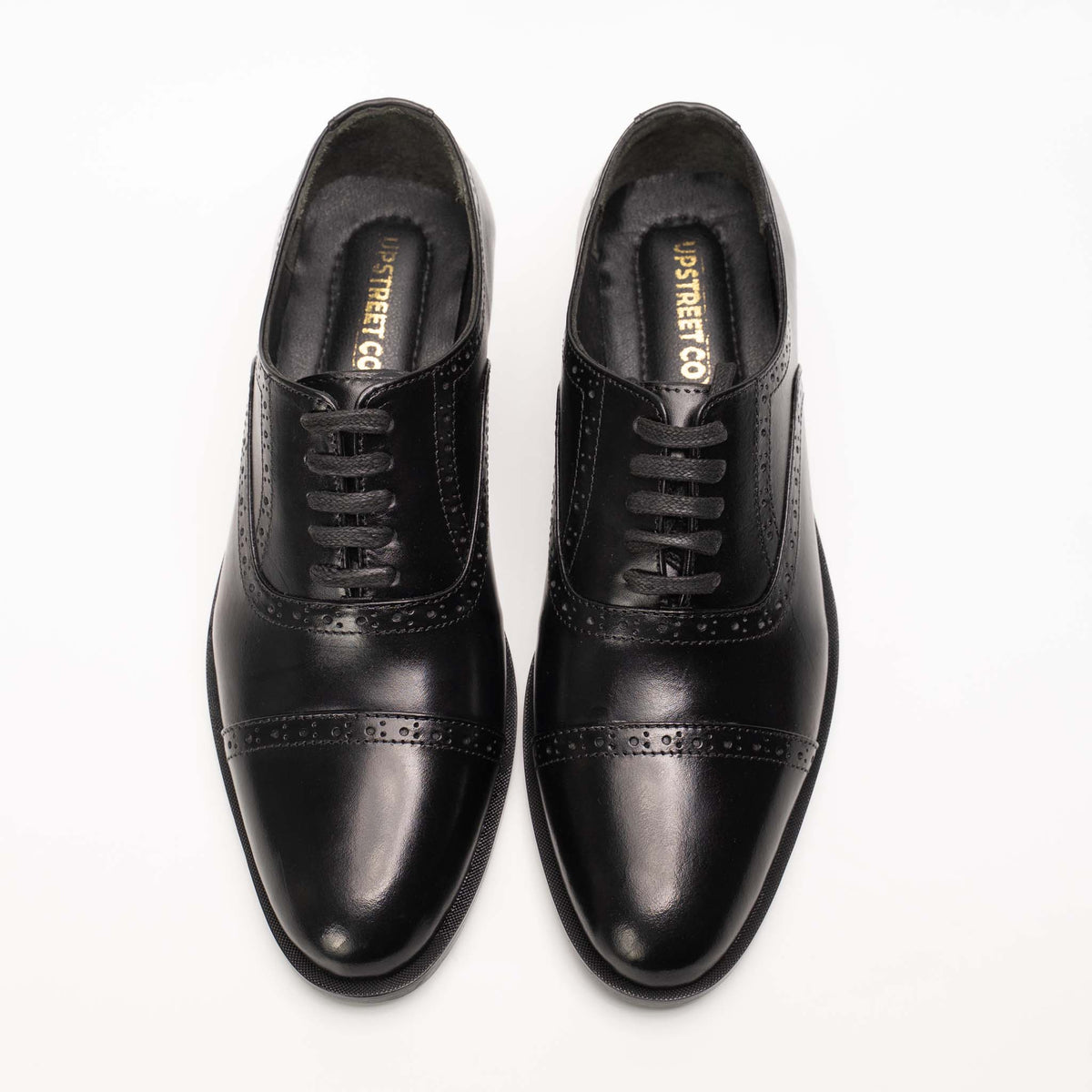 Men’s Black Cap-Toe Brogue Oxford Shoes  – US 1022