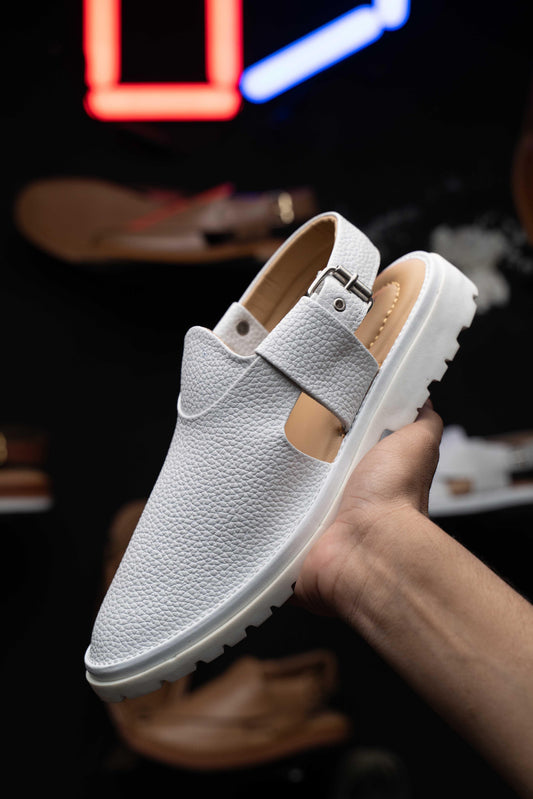 White Jeans Chappal Vibram sole - Upstreet Co