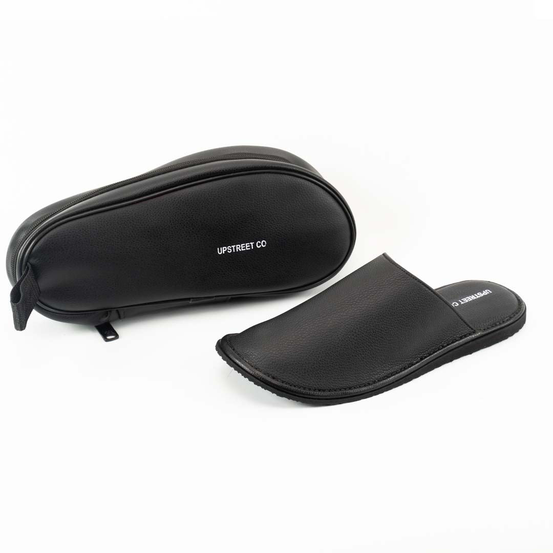 Black Close Leather Slippers –  Ultra soft Support for All Day- US0079