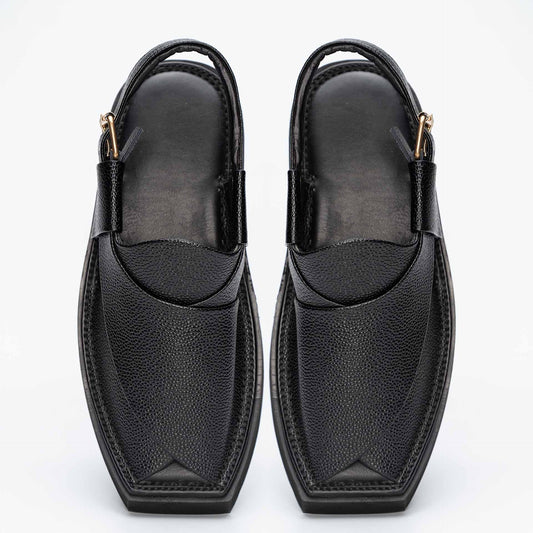 Black dotted Kaptan chappal — handmade leather, Upstreet Co