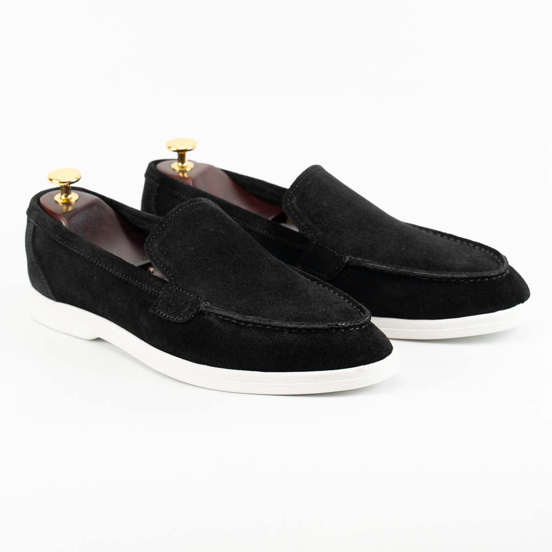 SoftTouch black suede loafers for men — handmade, Upstreet Co