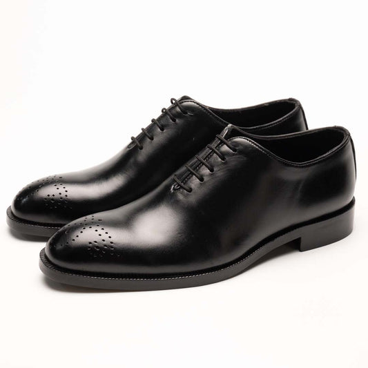 Black wholecut leather oxford shoes — handmade, Upstreet Co