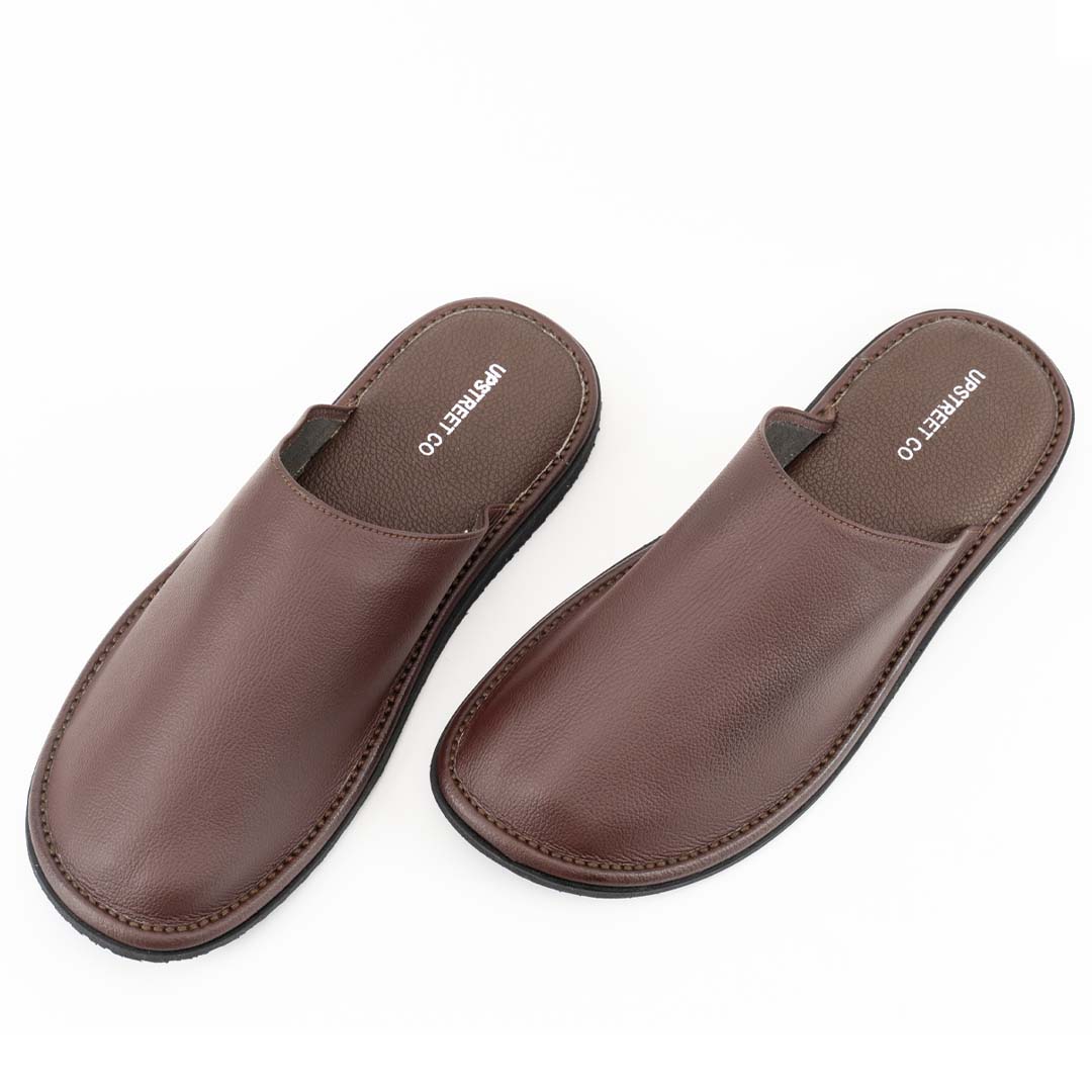 Brown Close Leather Slippers –  Ultra soft Support for All Day- US0080