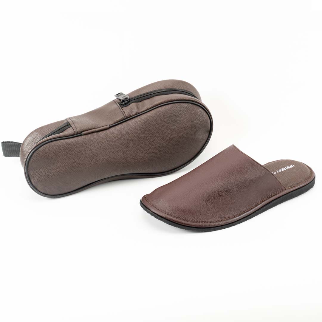 Brown Close Leather Slippers –  Ultra soft Support for All Day- US0080