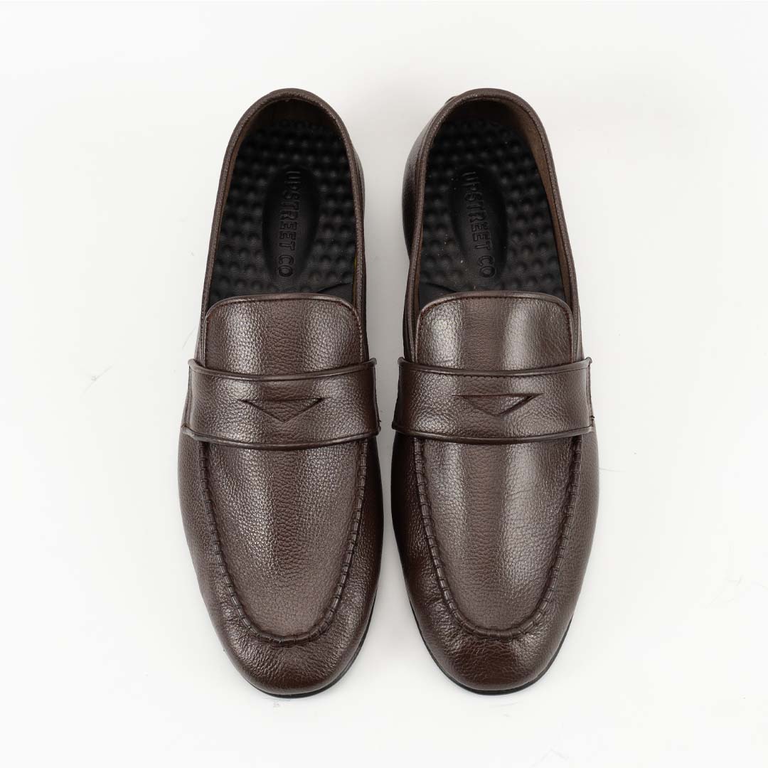 Ultra-light foldable leather slip-ons in brown — handmade travel shoes, Upstreet Co