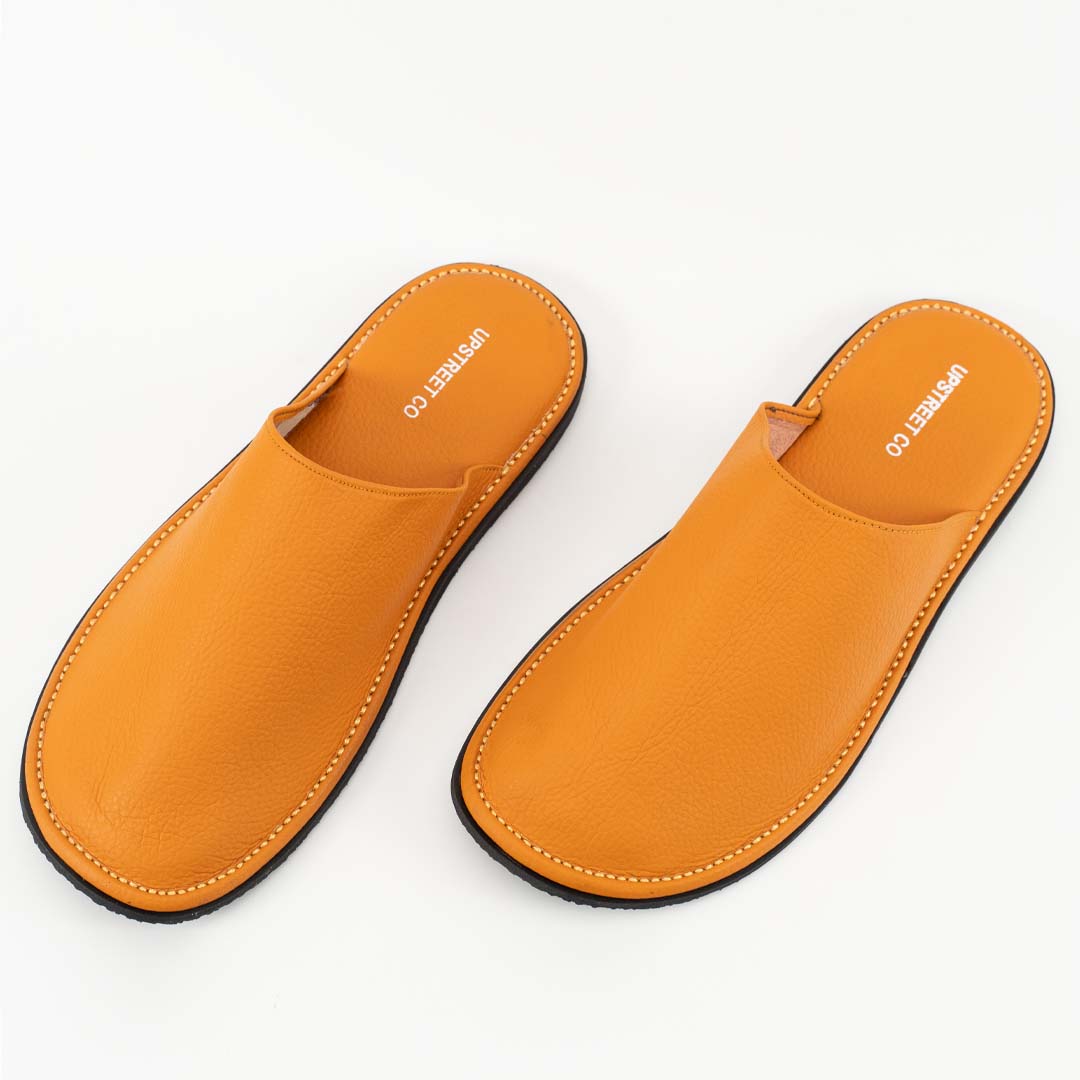 Close leather slippers in camel for men — ultra-soft handmade, Upstreet Co