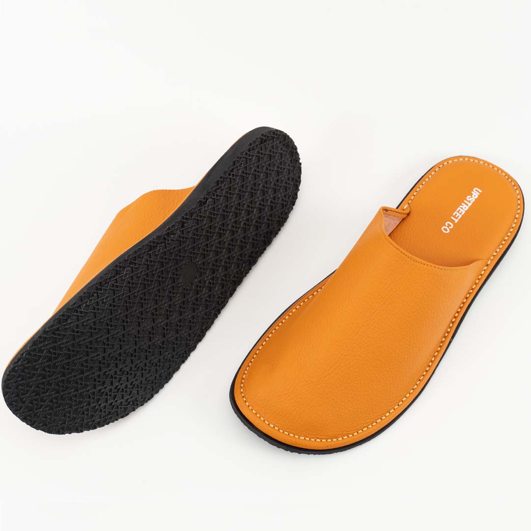 Close leather slippers in camel for men — ultra-soft handmade, Upstreet Co