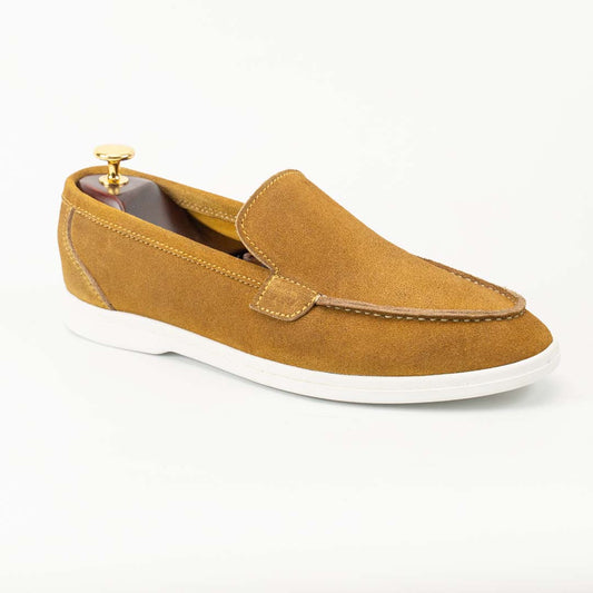 SoftTouch suede loafers in camel for men — handmade, Upstreet Co