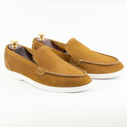 SoftTouch suede loafers in camel for men — handmade, Upstreet Co