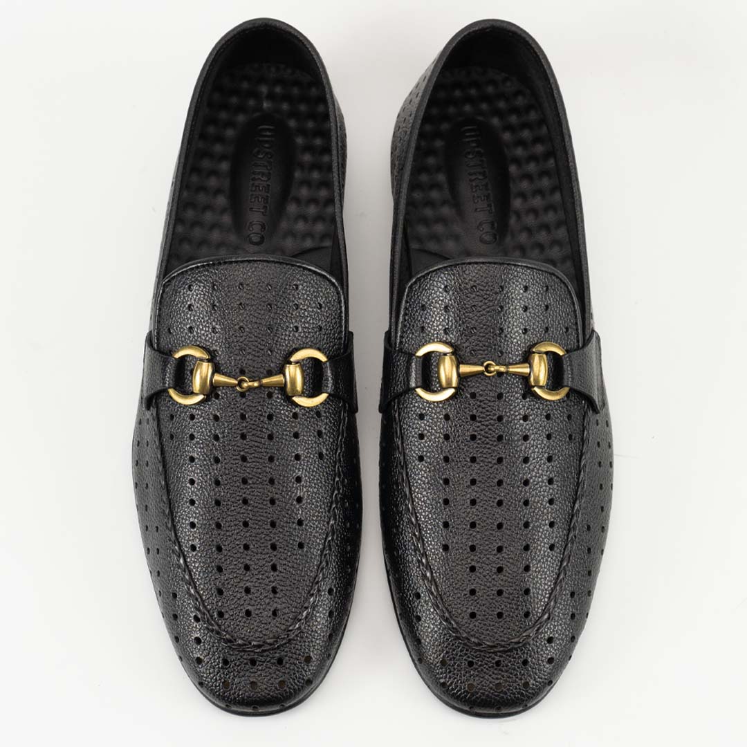 Breathe-Easy black leather loafers for men — breathable handmade, Upstreet Co