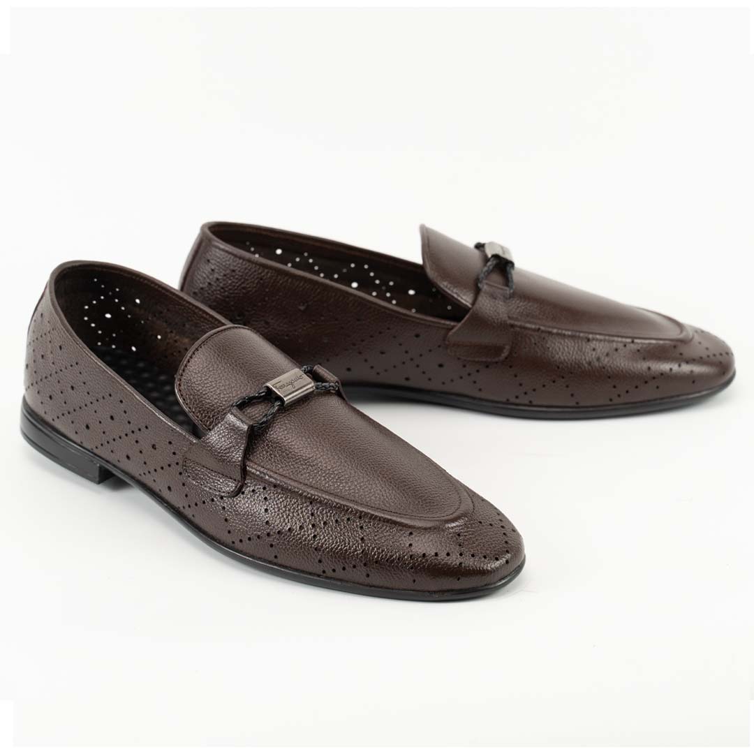 Feroggio Brown Air Leather Loafers – All Day Comfort - US0078