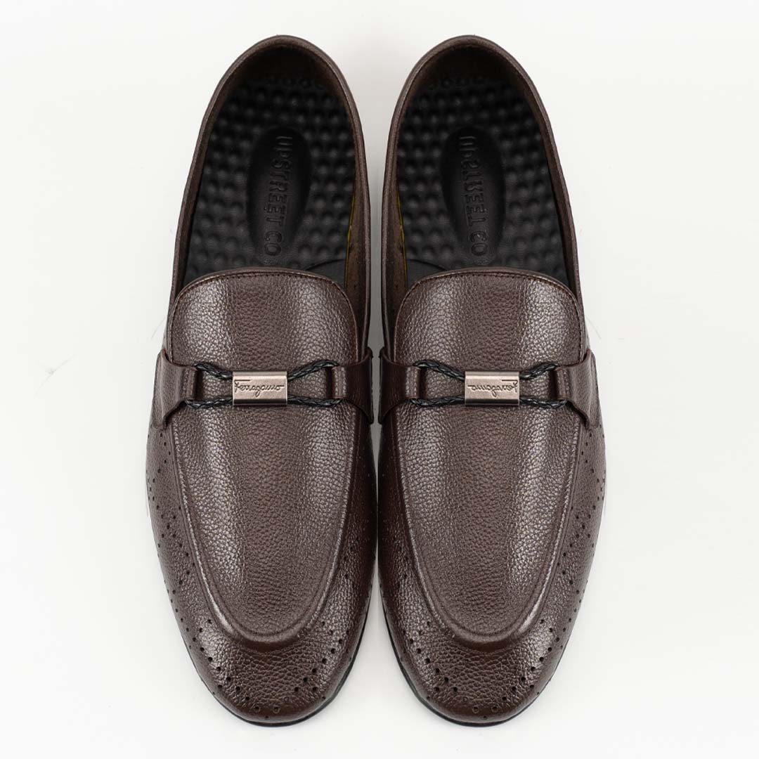 Feroggio Brown Air Leather Loafers – All Day Comfort - US0078
