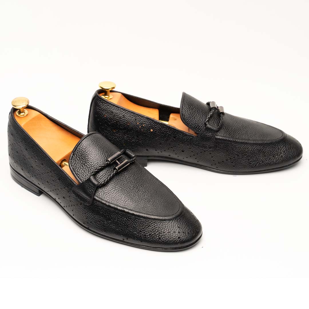 Feroggio black leather loafers with bit strap — handmade, Upstreet Co