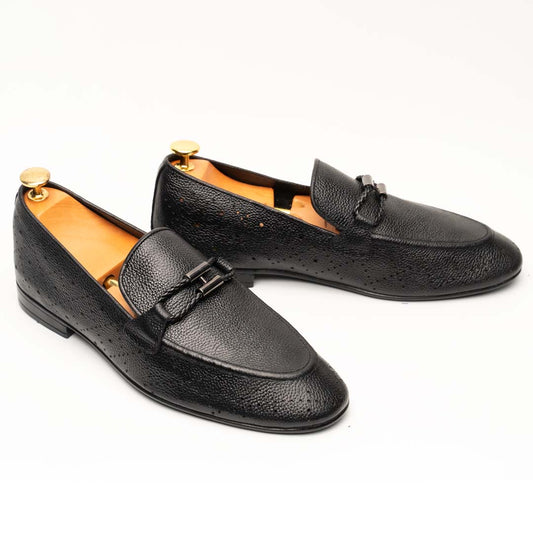 Feroggio black leather loafers with bit strap — handmade, Upstreet Co