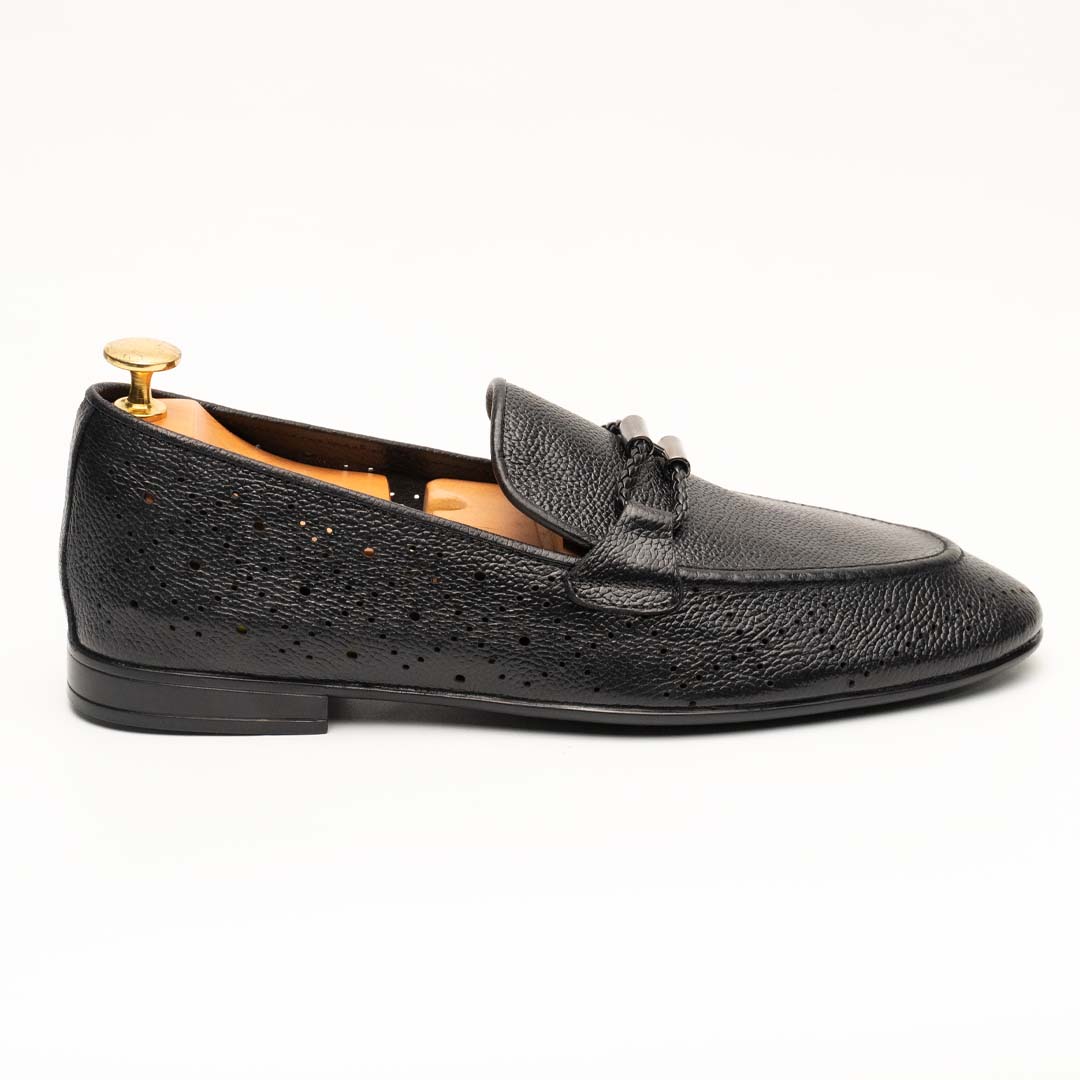 Feroggio black leather loafers with bit strap — handmade, Upstreet Co
