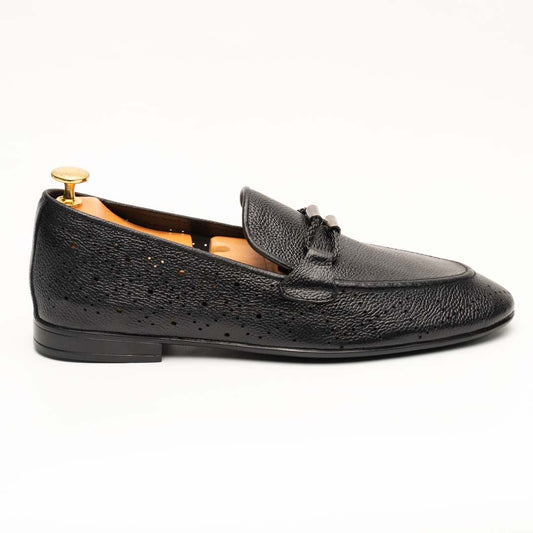 Feroggio black leather loafers with bit strap — handmade, Upstreet Co