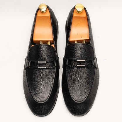 Feroggio black leather loafers with bit strap — handmade, Upstreet Co