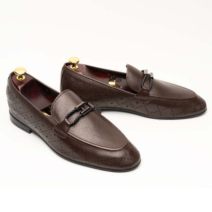 Feroggio brown leather loafers with bit strap — handmade, Upstreet Co