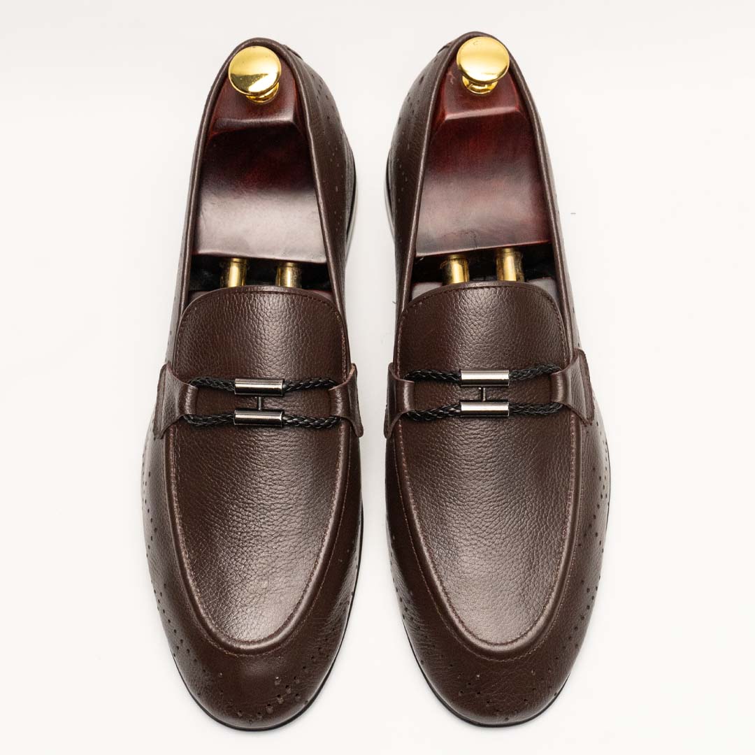 Feroggio brown leather loafers with bit strap — handmade, Upstreet Co