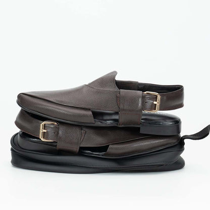 Foldable soft Peshawari chappal in brown — travel-ready handmade leather, Upstreet Co